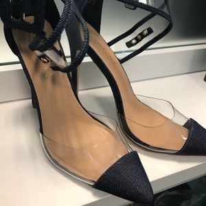 Shoedazzle Denim/PVC pumps